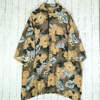 【レトロ古着】ボロシャツ 柄シャツ アロハシャツ 総柄 花柄 レーヨン100％(シャツ)