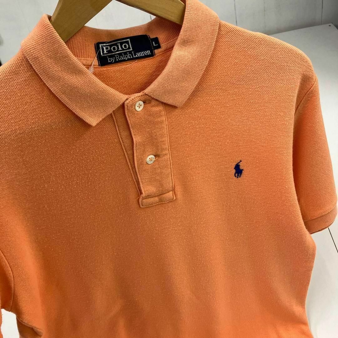 ラルフローレン　ポロシャツ　90's オールド オレンジ　フェード グッドカラー メンズのトップス(ポロシャツ)の商品写真