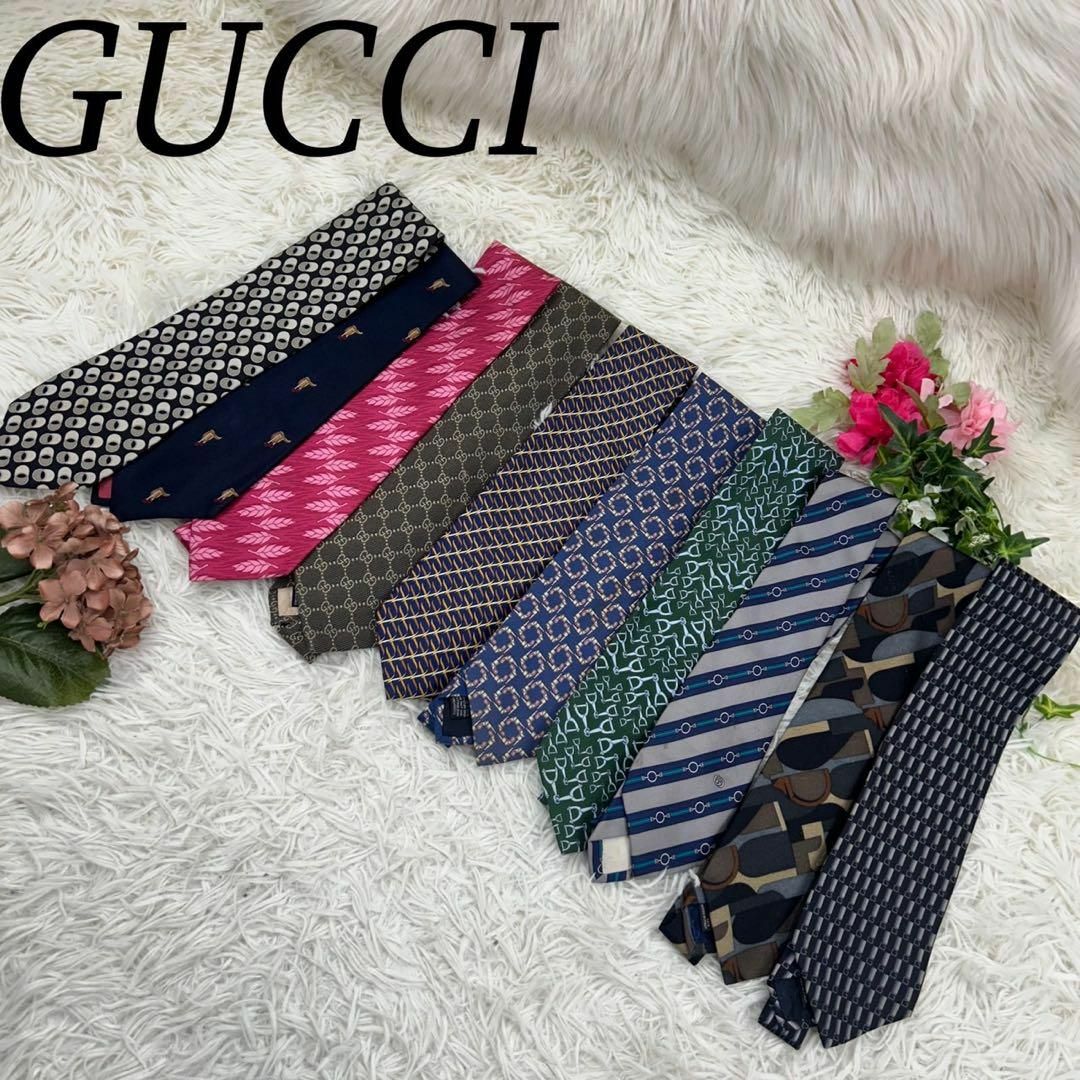 GUCCI グッチ メンズ ネクタイ 総柄 ビジネス セット まとめ売り A12