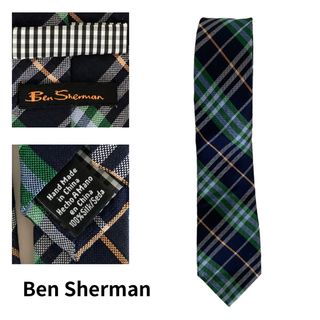 ベンシャーマン(Ben Sherman)のベンシャーマン　美品　ほぼ未使用　チェックネクタイ　グリーン　シルク　新生活応援(ネクタイ)