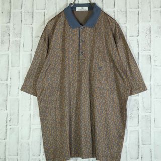 【レトロ古着◎最高級】GIVENCHY ジバンシー 総ロゴ ポロシャツ 茶 XL(ポロシャツ)