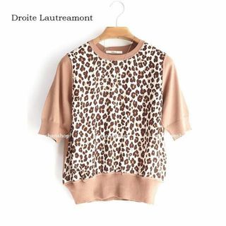 Droite lautreamont - 定価14,300円【新品】ドロワットロートレアモン★異素材切替レオパードニット