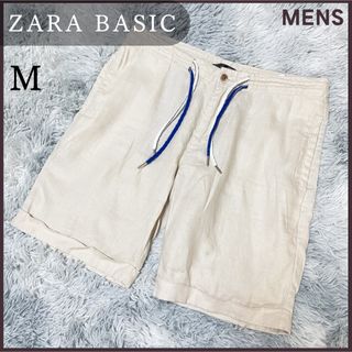 ザラ ZARA MAN ハーフパンツ リネン 麻 M ベージュ 春 夏