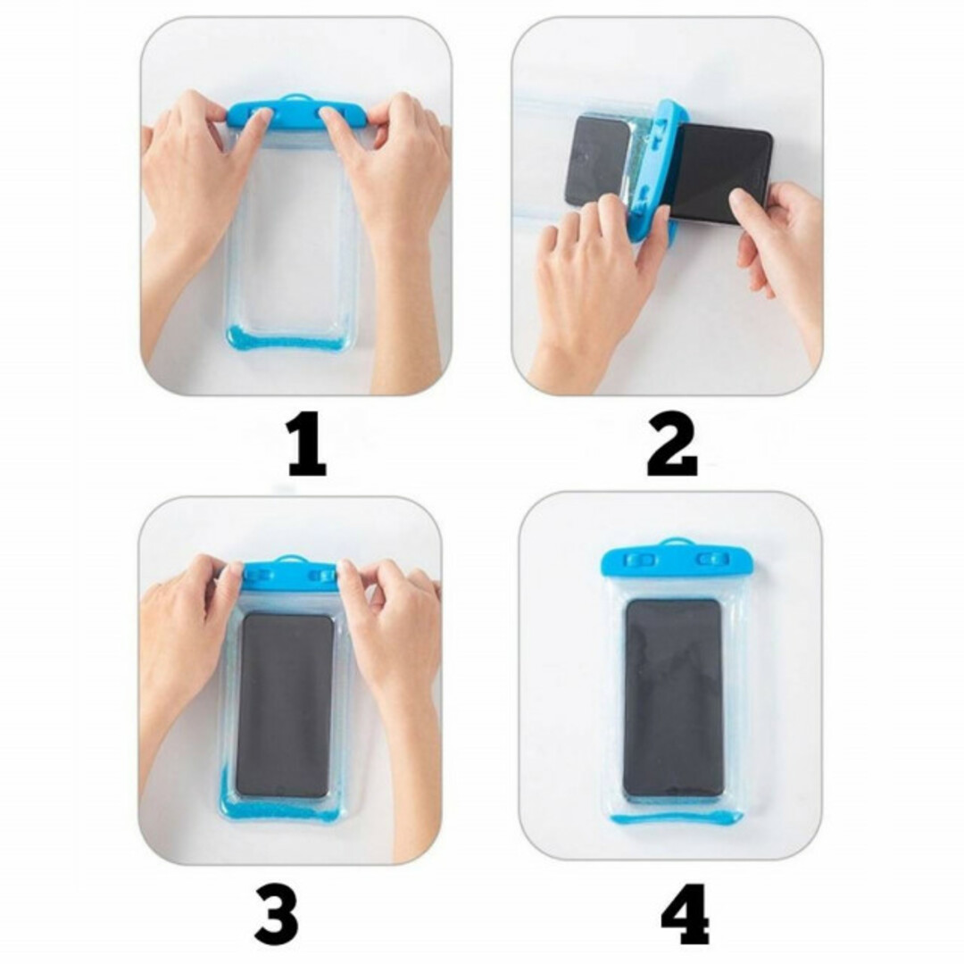防水　スマホケース　2個　白　青　スマホカバー　iPhone　ストラップ付き スマホ/家電/カメラのスマホアクセサリー(モバイルケース/カバー)の商品写真
