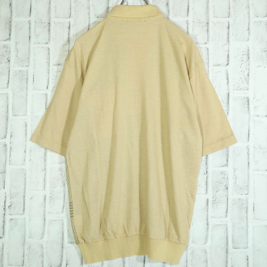 【レトロ古着】サマーニット 格子柄 チェック柄 リネン 麻 くすみカラー L メンズのトップス(Tシャツ/カットソー(半袖/袖なし))の商品写真