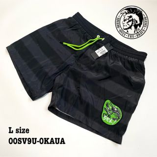 ディーゼル(DIESEL)の【新品】L ディーゼル ショートパンツ スイムウェア ワッペン 黒 ブラック(ショートパンツ)