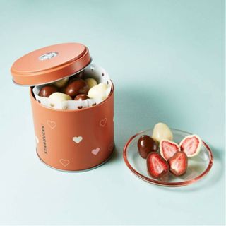 スターバックス(Starbucks)のスタバ2種のストロベリーチョコレート缶(菓子/デザート)