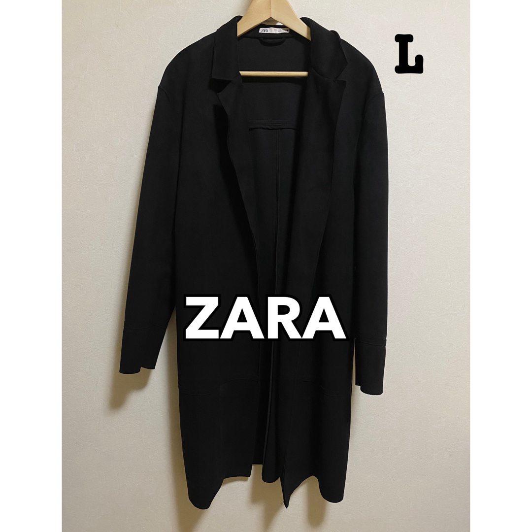 ZARA(ザラ)のヒカル着用／ブラック／ZARA／チェスターコート ／スエード調／Lサイズ メンズのジャケット/アウター(チェスターコート)の商品写真