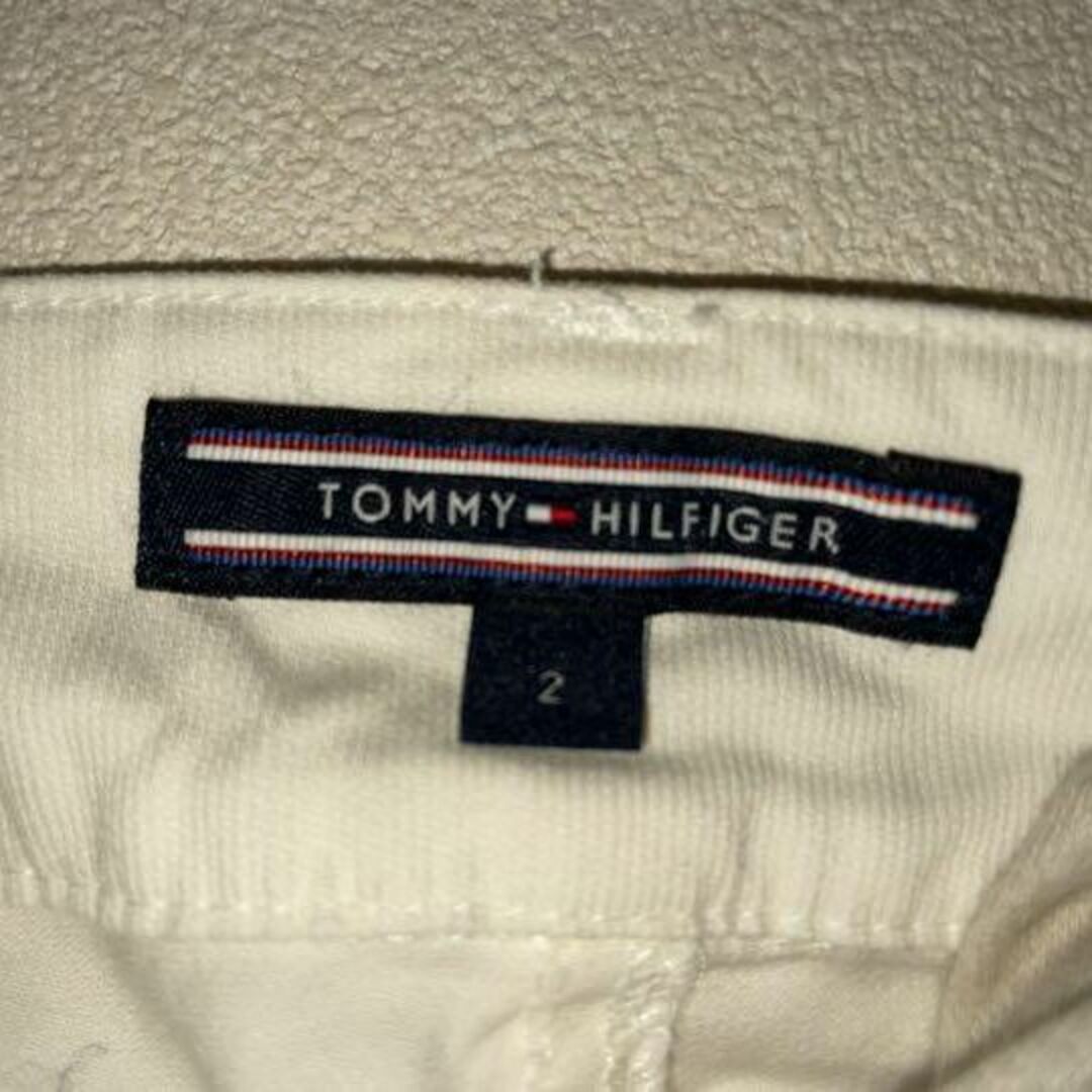 TOMMY HILFIGER(トミーヒルフィガー)のTOMMY トミーヒルフィガー ホワイト テーパード パンツ コットン 牛革 レディースのパンツ(カジュアルパンツ)の商品写真