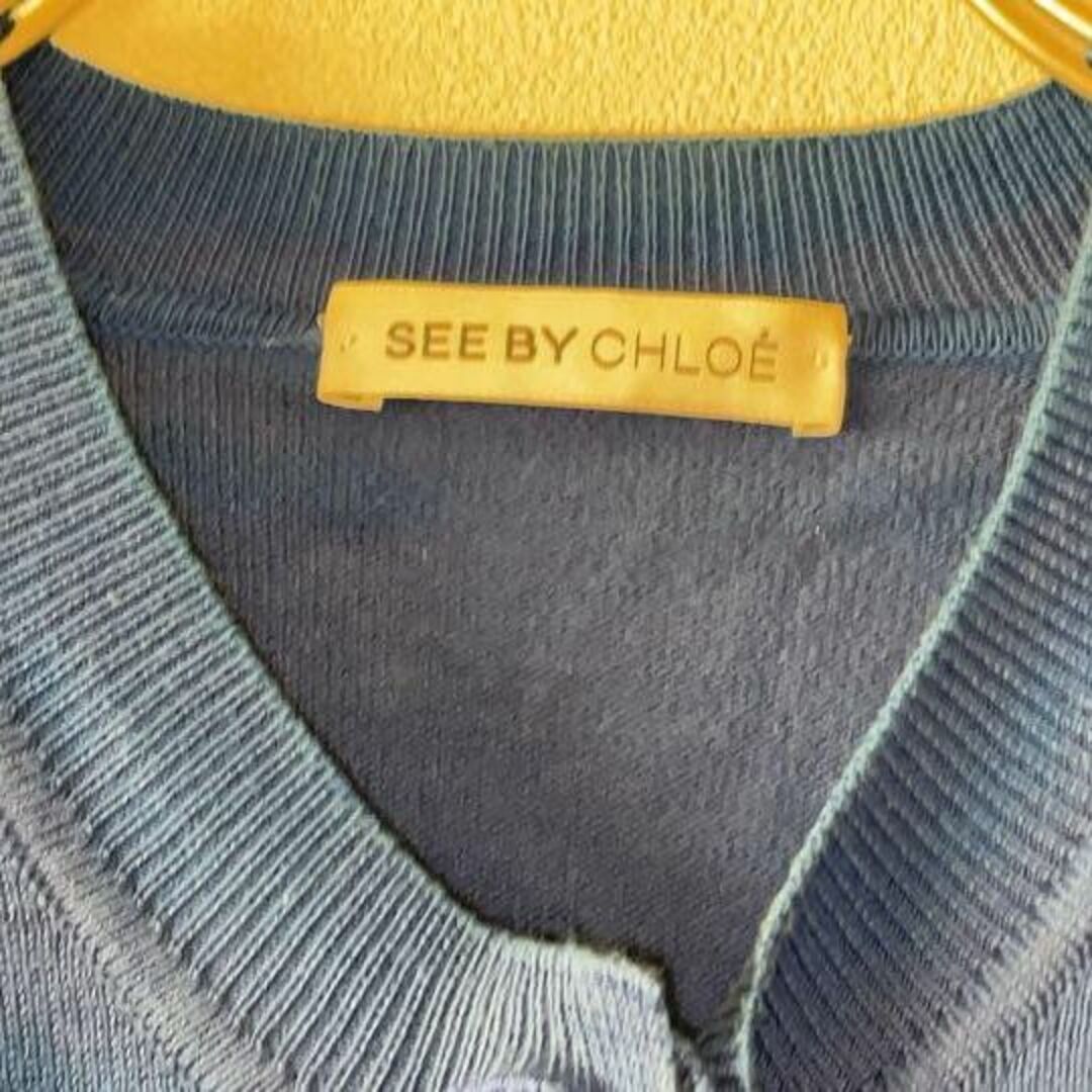 SEE BY CHLOE(シーバイクロエ)のSEE BY CHLOE シーバイクロエ 半袖 ニット ブルー 青 前ボタン レディースのトップス(ニット/セーター)の商品写真