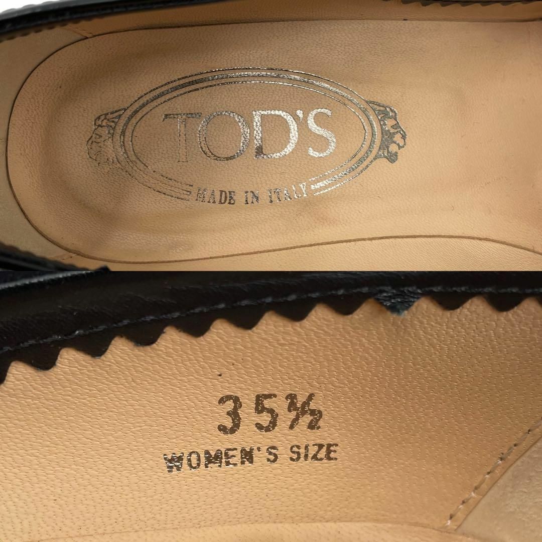 TOD'S(トッズ)の美品 TOD'S パンプス ヒール パテント ハーフサドル ゴンビーニ 黒 レディースの靴/シューズ(ハイヒール/パンプス)の商品写真