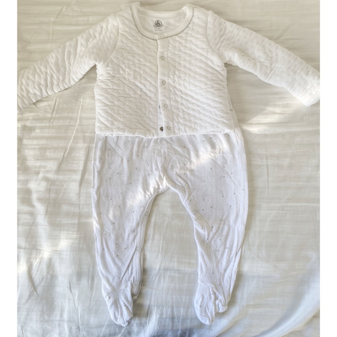 PETIT BATEAU(プチバトー)のプチバトー　70 80 ロンパース　上着　ホワイト　アウター　肌着 キッズ/ベビー/マタニティのベビー服(~85cm)(ロンパース)の商品写真