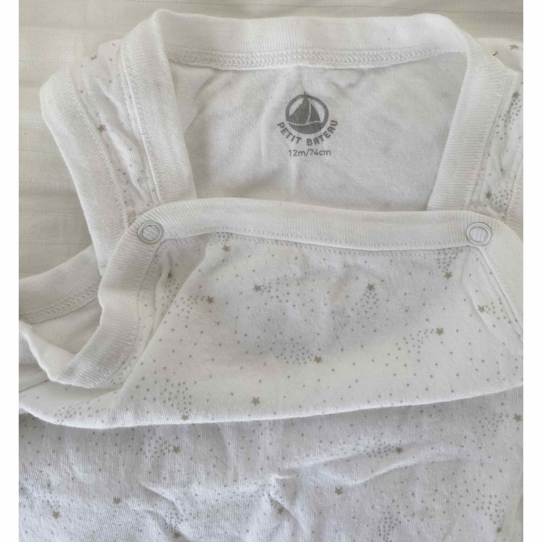 PETIT BATEAU(プチバトー)のプチバトー　70 80 ロンパース　上着　ホワイト　アウター　肌着 キッズ/ベビー/マタニティのベビー服(~85cm)(ロンパース)の商品写真
