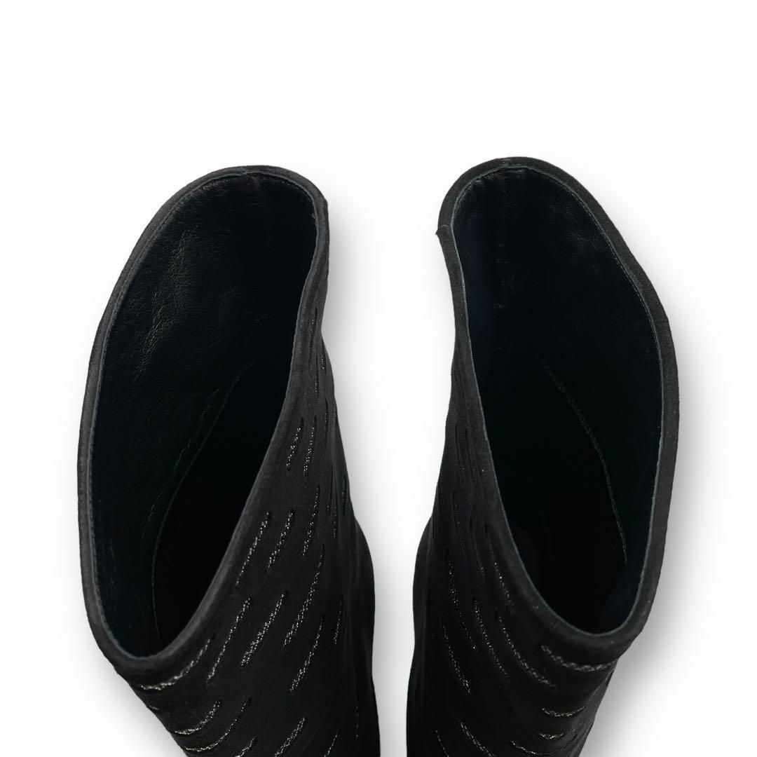 Sergio Rossi(セルジオロッシ)の美品 セルジオロッシ ロングブーツ ヒール スエード 総柄 ブラック レディースの靴/シューズ(ブーツ)の商品写真