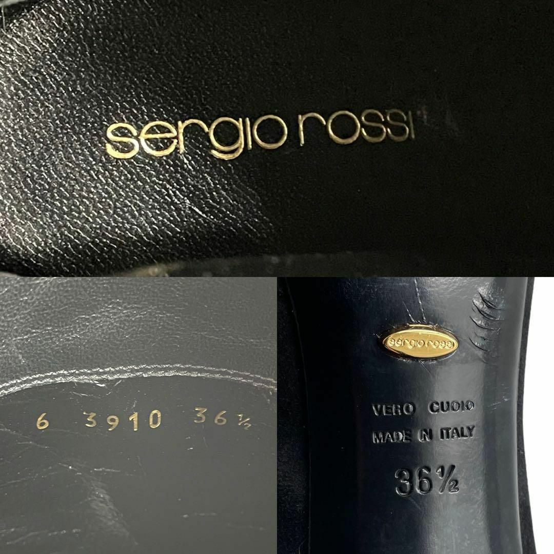 Sergio Rossi(セルジオロッシ)の美品 セルジオロッシ ロングブーツ ヒール スエード 総柄 ブラック レディースの靴/シューズ(ブーツ)の商品写真