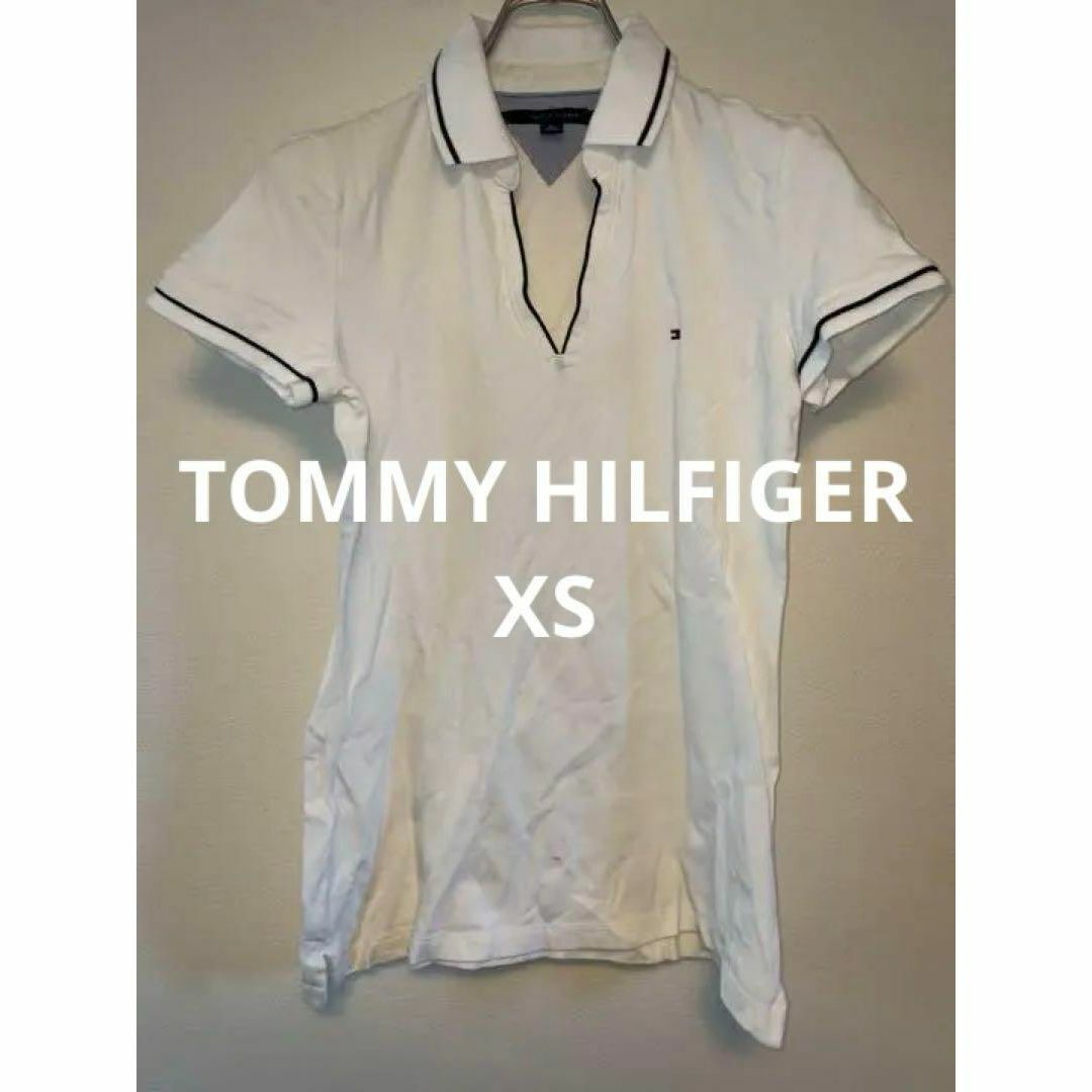 TOMMY HILFIGER(トミーヒルフィガー)のTOMMY HILFIGER トミー ポロシャツ ホワイト XS レディース レディースのトップス(ポロシャツ)の商品写真