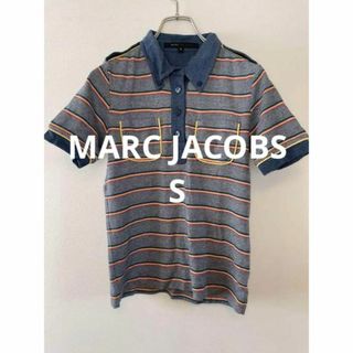 マークジェイコブス(MARC JACOBS)のMARC JACOBS ポロシャツ 半袖 ボーダー ブルー ポケット付 S(ポロシャツ)