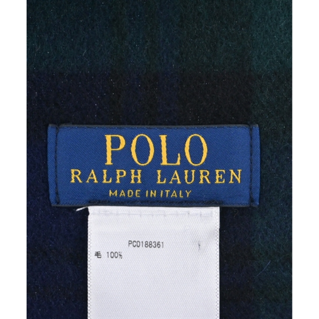 POLO RALPH LAUREN(ポロラルフローレン)のPolo Ralph Lauren マフラー - 緑x紺(チェック) 【古着】【中古】 メンズのファッション小物(マフラー)の商品写真