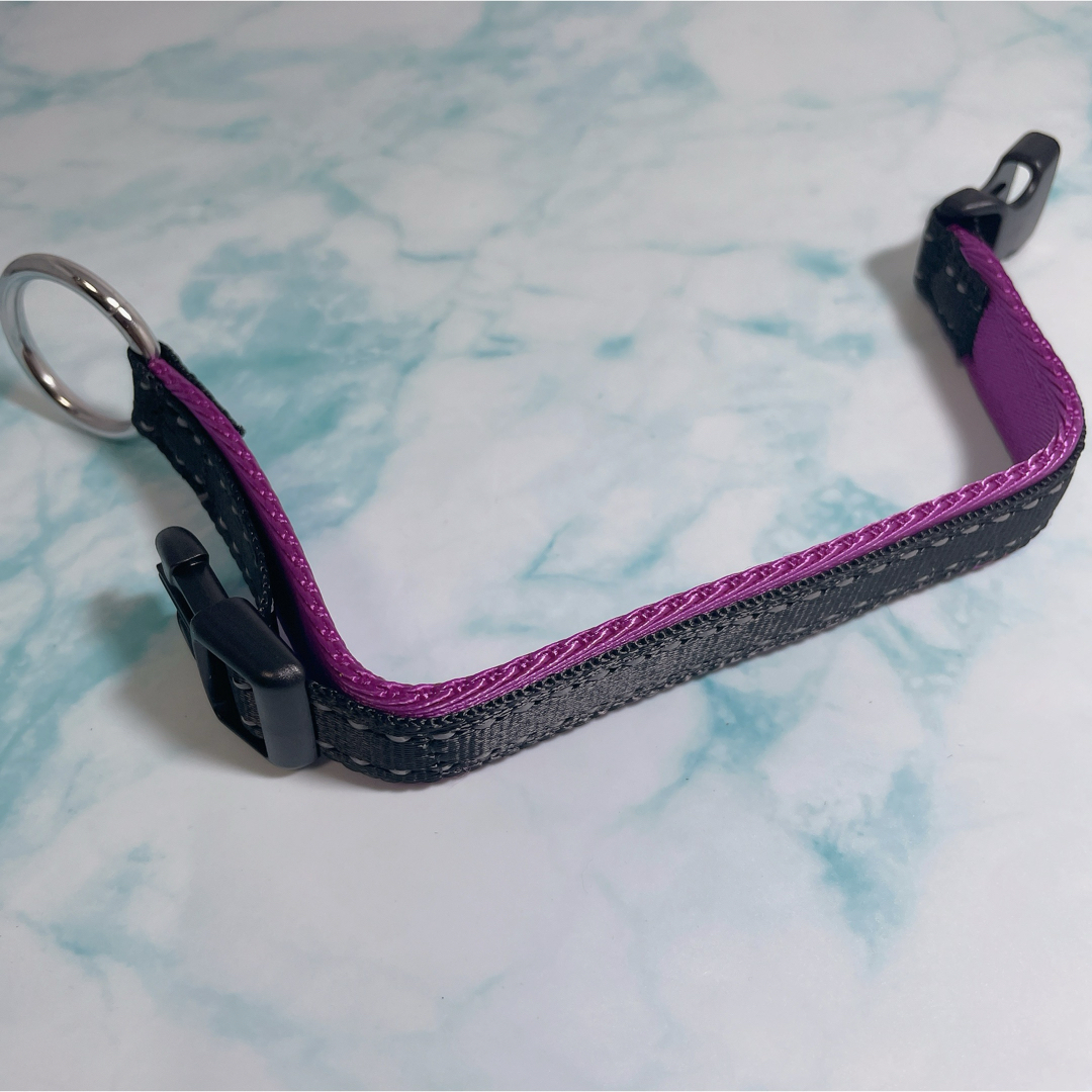 首輪 猫 犬 xxsサイズ 紫 ハンドメイドのペット(リード/首輪)の商品写真