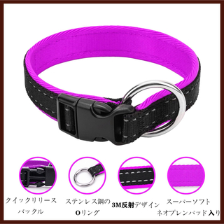 首輪 猫 犬 xxsサイズ 紫(リード/首輪)