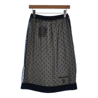 プラダ(PRADA)のPRADA プラダ ひざ丈スカート 38(S位) 黒(ドット) 【古着】【中古】(ひざ丈スカート)