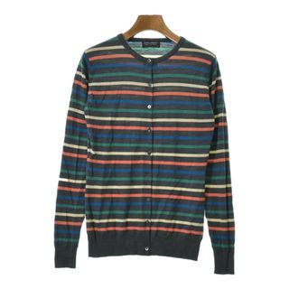 ジョンスメドレー(JOHN SMEDLEY)のJOHN SMEDLEY カーディガン M グレーx緑x青等(ボーダー) 【古着】【中古】(カーディガン)