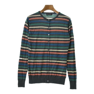 ジョンスメドレー(JOHN SMEDLEY)のJOHN SMEDLEY カーディガン M グレーx緑x青等(ボーダー) 【古着】【中古】(カーディガン)