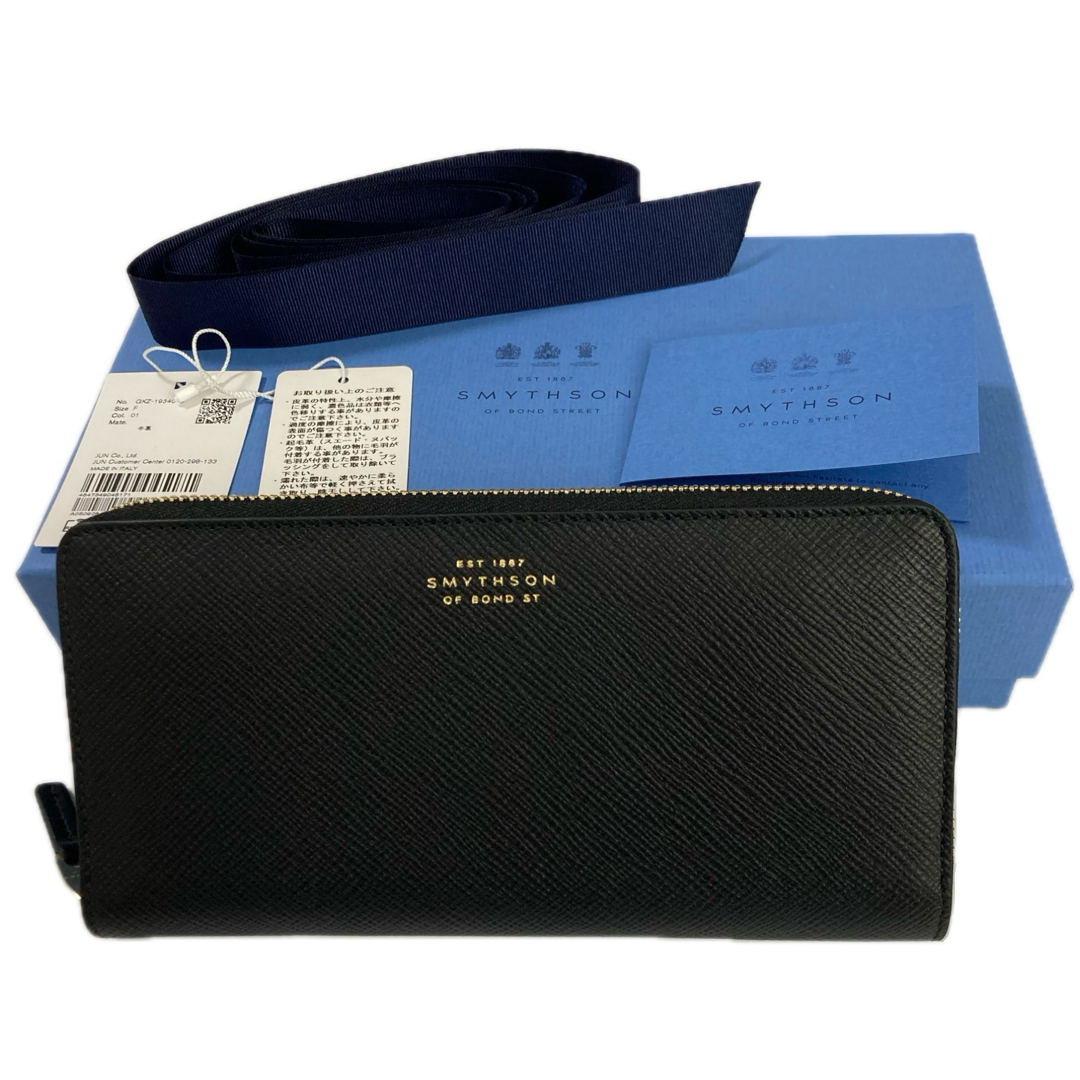 Smythson(スマイソン)の新品 定価5.6万 SMYTHSON Panama Zip Wallet 黒 メンズのファッション小物(長財布)の商品写真