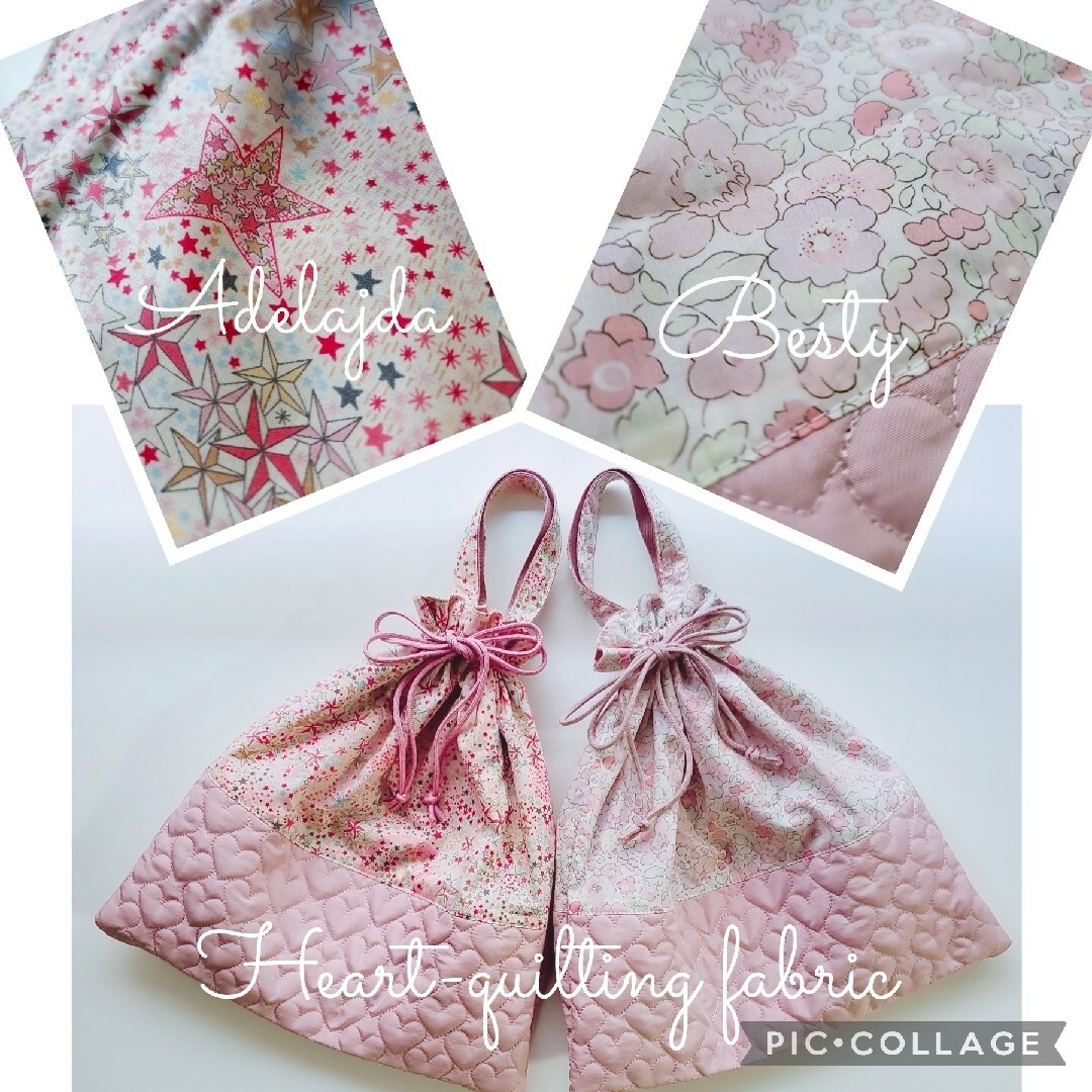 mami様☆入園入学セミオーダー☆ハート×リバティ 女の子 bag靴袋 mami様☆入園入学セミオーダー☆ハート×リバティ 女の子 bag靴袋