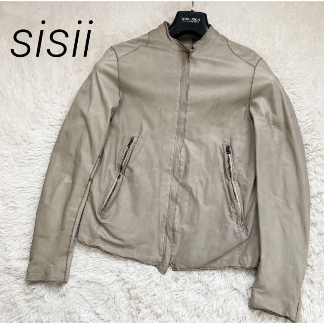 sisi(シシ)の【sisii】シシ 本革シングルライダースジャケット 牛革 カウレザー ベージュ レディースのジャケット/アウター(ライダースジャケット)の商品写真