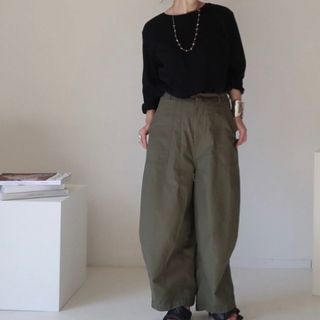 アギュー(ARGUE)のVINTAGE TWILL COTTON BAKER PANTS/KHAKI(カジュアルパンツ)