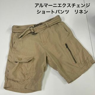 ARMANI EXCHANGE - アルマーニ　ショートパンツ　リネン　カーゴパンツ　古着　ベルト