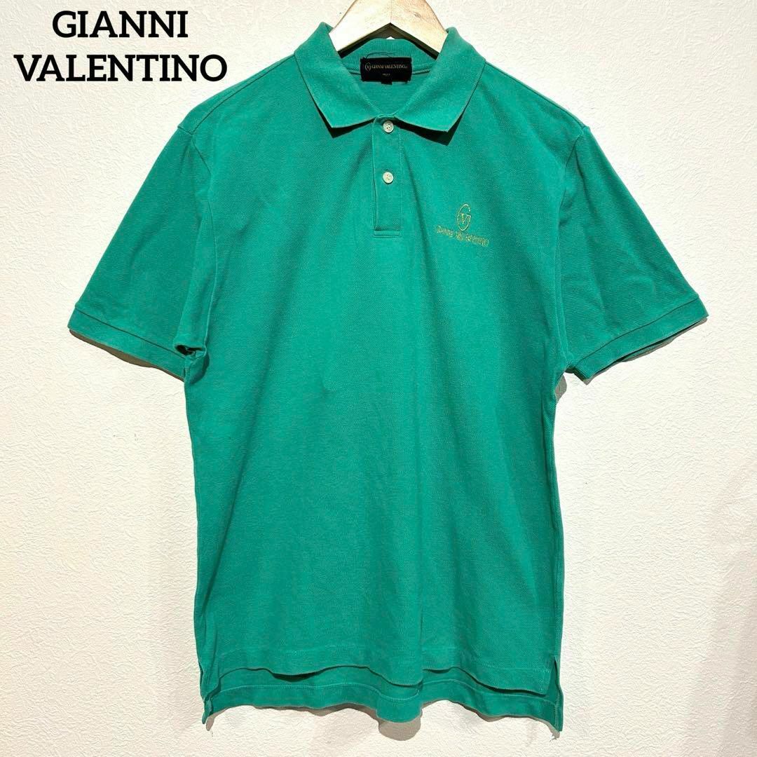 GIANNI VALENTINO(ジャンニバレンチノ)のGIANNI VALENTINO ジャンニバレンチノ　ポロシャツ　グリーン　Ｌ レディースのトップス(ポロシャツ)の商品写真