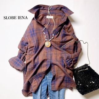 スローブイエナ(SLOBE IENA)のスローブイエナ　ネルチェックシャツ【手洗い可能】　コットン　ベージュ　ネイビー(シャツ/ブラウス(長袖/七分))