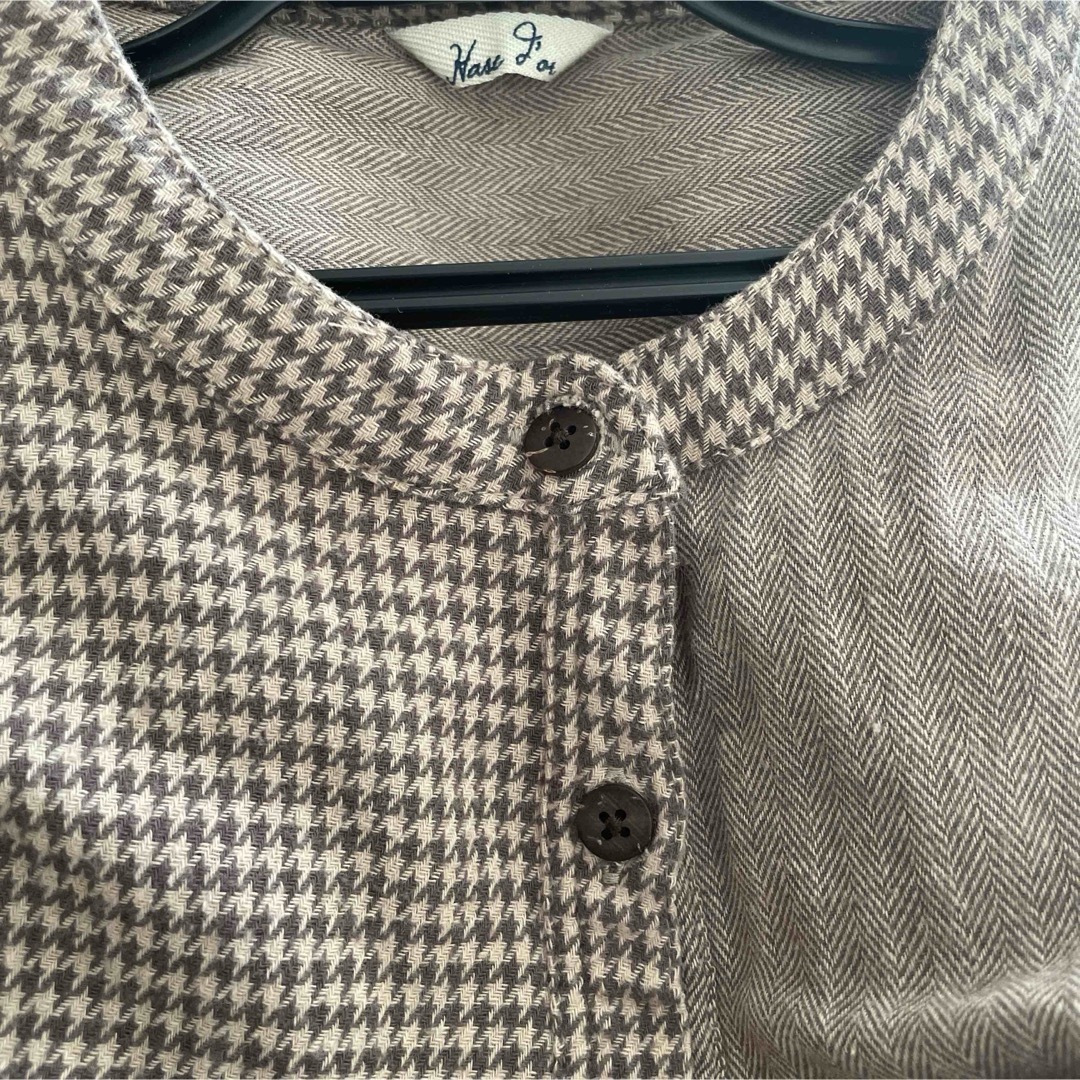 SM2(サマンサモスモス)のHase d'or バンドカラー パッチワークシャツ 切り替えシャツ ブラウン レディースのトップス(シャツ/ブラウス(長袖/七分))の商品写真