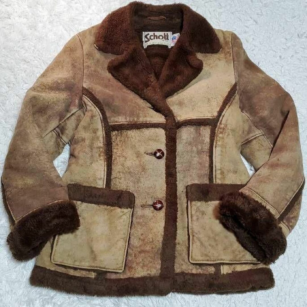schott - L ショット レザー ムートン ジャケット 茶 くるみ schott - L ショット レザー ムートン ジャケット 茶 くるみ