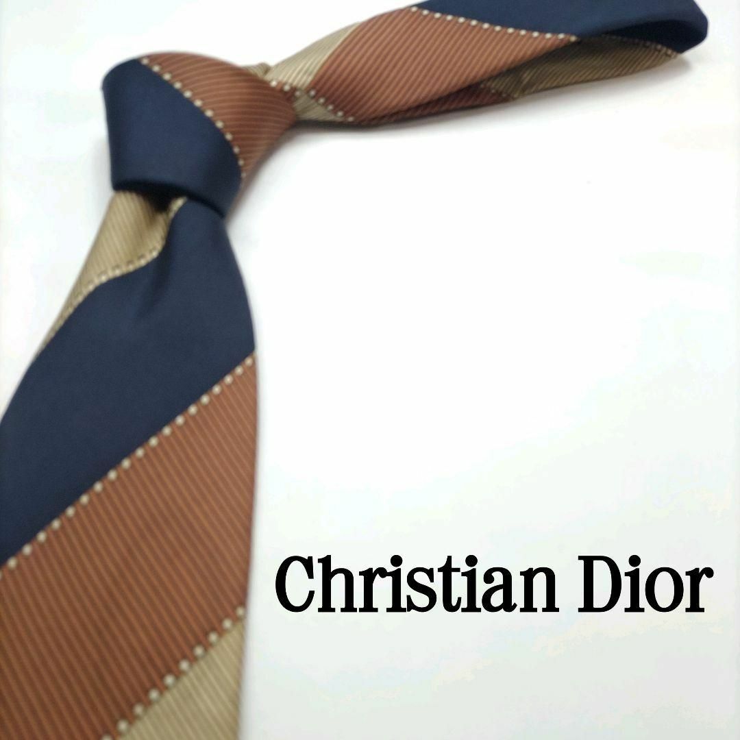 Christian Dior(クリスチャンディオール)のChristian Dior  クリスチャン ディオールストライプ ブラウン メンズのファッション小物(ネクタイ)の商品写真