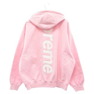 シュプリーム(Supreme)のSUPREME シュプリーム 22AW Satin Applique Hooded Sweatshirt サテンアップリケスウェットパーカー フーディ ピンク(パーカー)