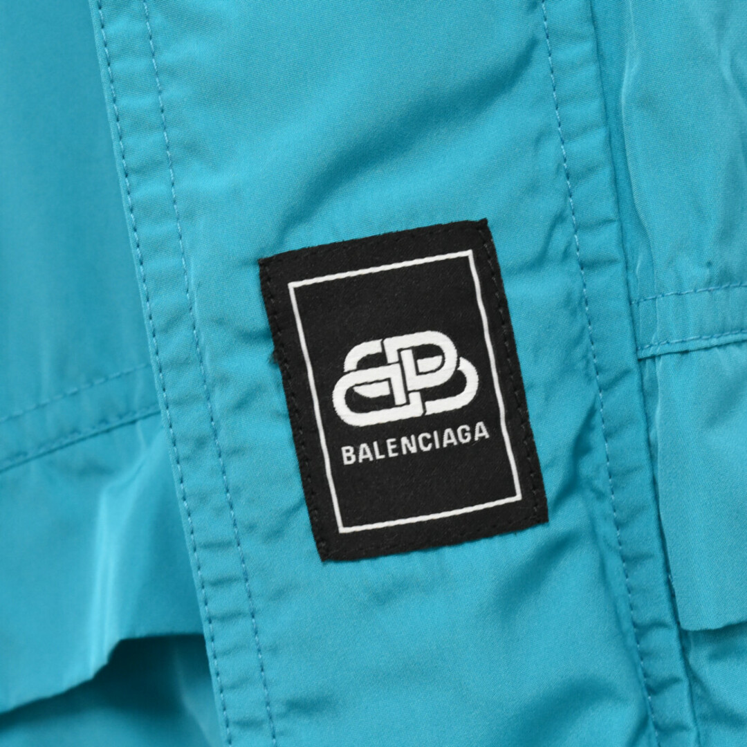 Balenciaga(バレンシアガ)のBALENCIAGA バレンシアガ 19AW BBロゴ オーバーサイズハイネックジャケット レインジャケット ターコイズ 583905 TYD36 メンズのジャケット/アウター(フライトジャケット)の商品写真