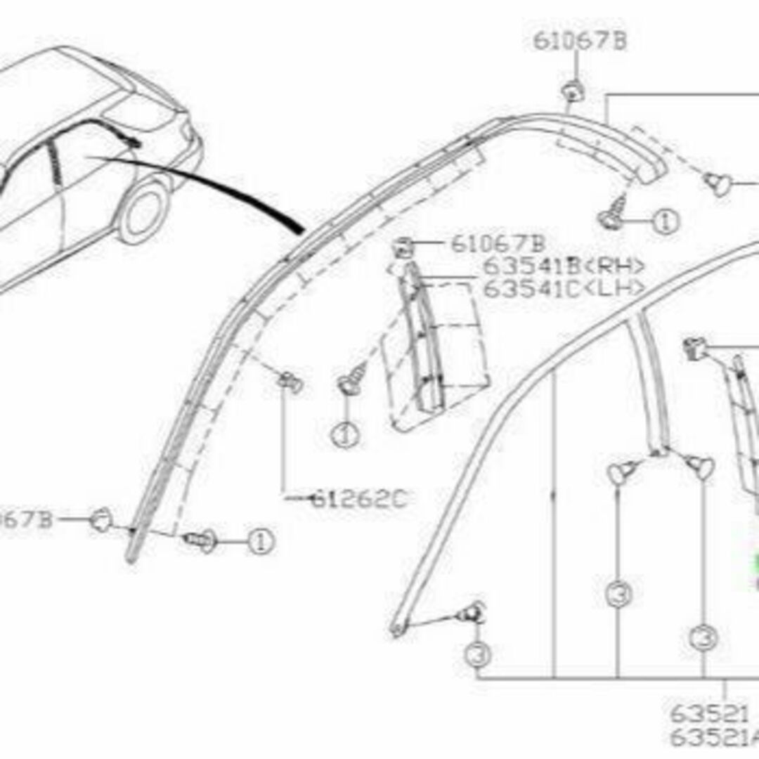 スバル(スバル)のスバル カバー インプレッサ アセンブリ,Bピラー 右  メーカー純正品 自動車/バイクの自動車(車種別パーツ)の商品写真