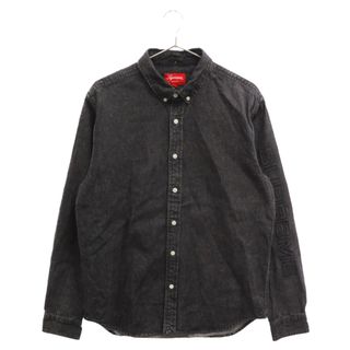 シュプリーム(Supreme)のSUPREME シュプリーム 18SS Denim Shirt アームロゴ ボタンダウンデニムシャツ 長袖シャツ ブラック(シャツ)