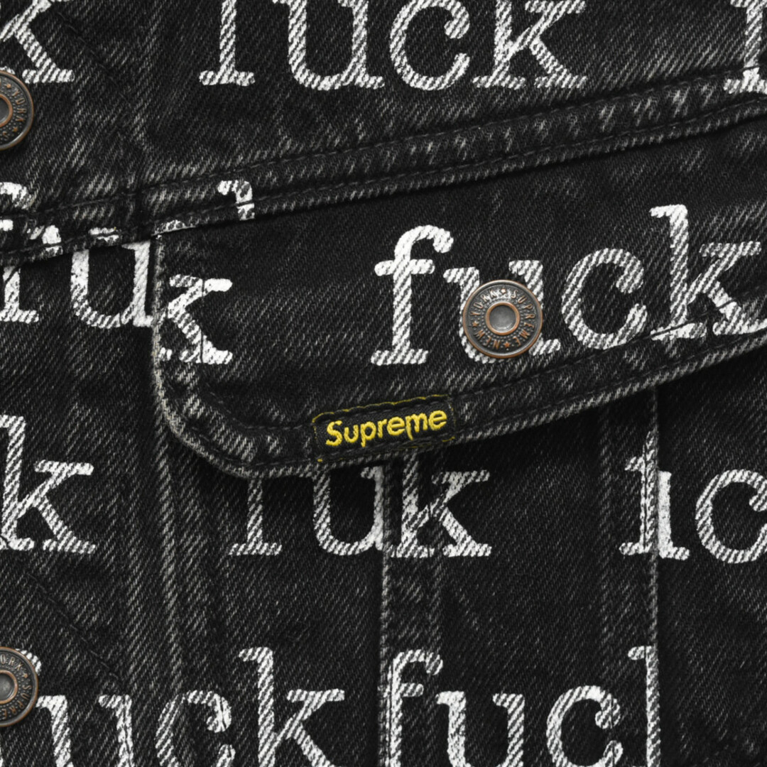 Supreme(シュプリーム)のSUPREME シュプリーム 13SS Fuck Denim Jacket FUCK総柄 デニムジャケット ブラック メンズのジャケット/アウター(Gジャン/デニムジャケット)の商品写真