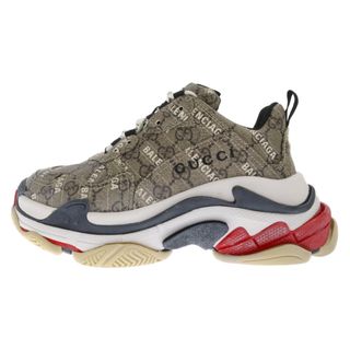 Balenciaga - BALENCIAGA バレンシアガ 21AW×GUCCI WMNS The Hacker Project Triple S グッチ ウィメンズ GGスプリーム トリプルS ローカット ダット スニーカー ベージュ 677192