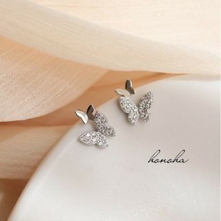 micro pave butterflies pierce ◯s925 post(ピアス)