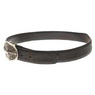 CHROME HEARTS クロムハーツ OVAL CROSS STRAP1.5/1.5クラシックオーバルクロスバックル レザーベルト ブラック/シルバー 30inch