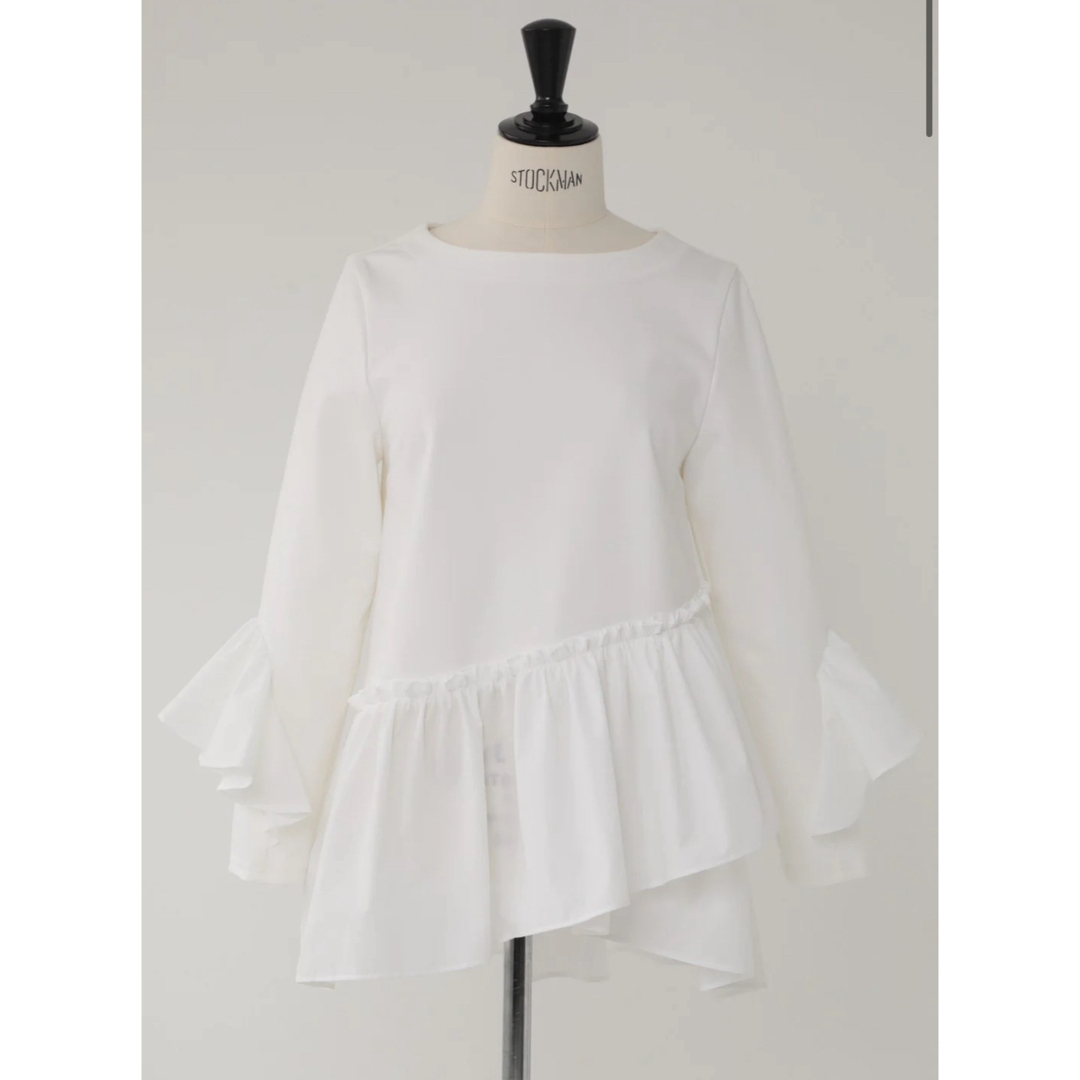 em. frill-sleeve Peplum Tops ペプラム レディースのトップス(シャツ/ブラウス(半袖/袖なし))の商品写真