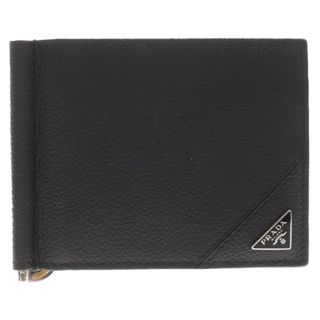 プラダ(PRADA)のPRADA プラダ マネークリップ 二つ折り レザー財布 ブラック 2MN077(折り財布)