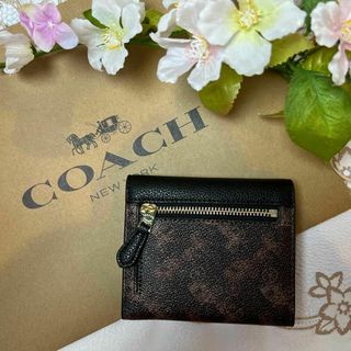 COACH ブラック × ダークブラウン 馬車柄 三つ折りの通販 by SAKURA's