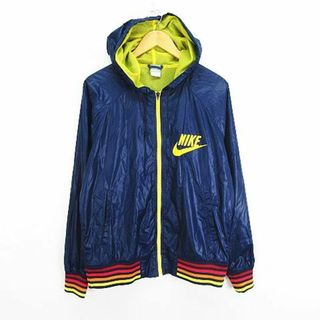 ナイキ(NIKE)のナイキ ウィンドブレーカー 長袖 フード ロゴ 裏メッシュ XL ネイビー(その他)