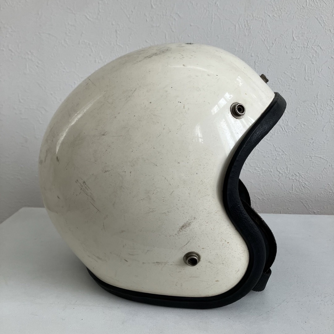 ALL SPORT ビンテージヘルメット　70年代　白　L-XLサイズ相当 自動車/バイクのバイク(ヘルメット/シールド)の商品写真